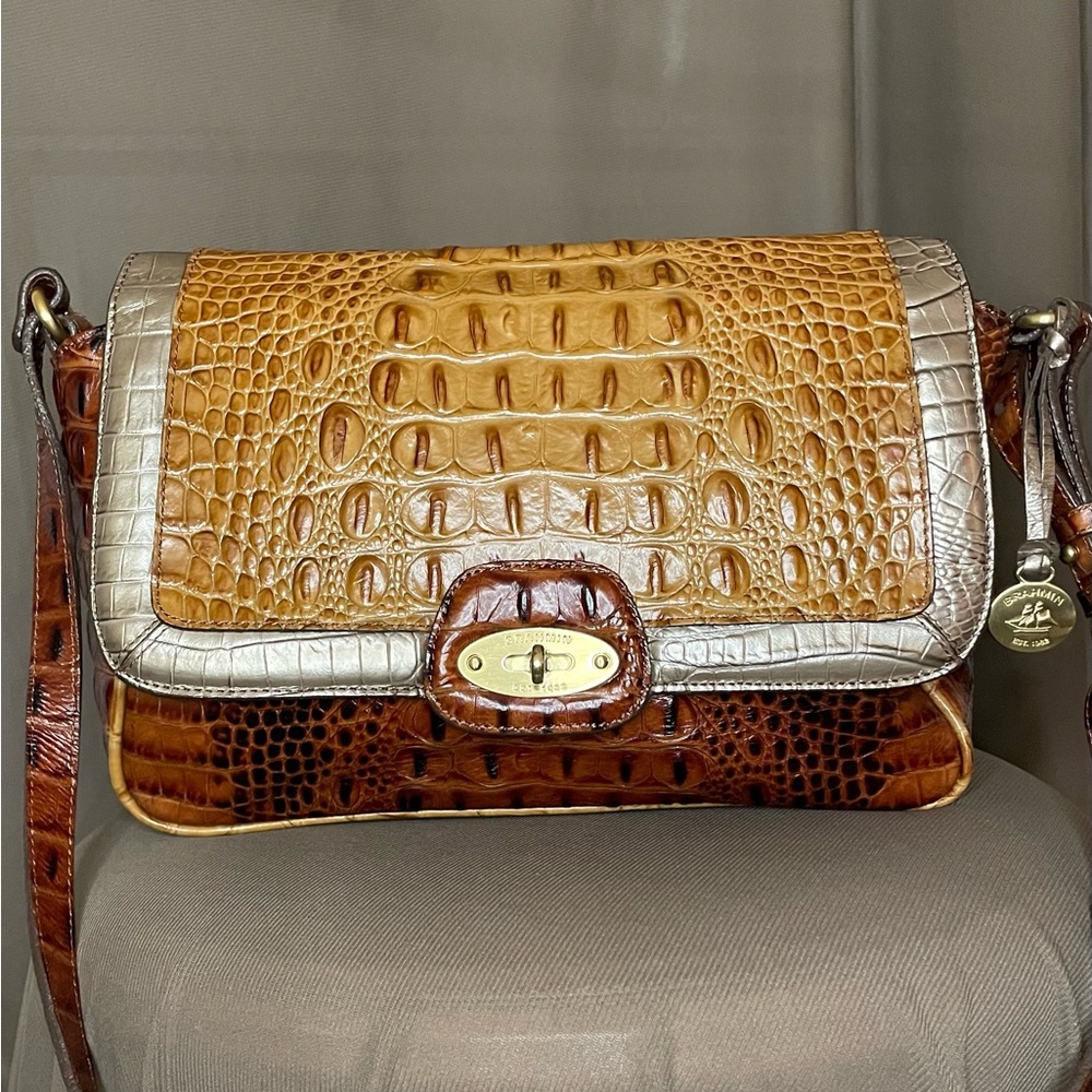 Brahmin Tabitha Shoulder Bag – Multi-Tone Melbourne Croc Leather